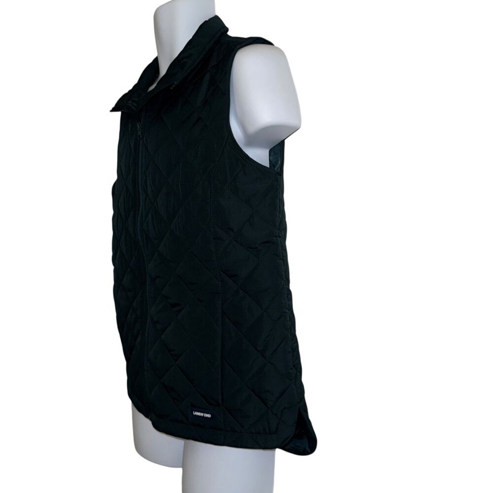 READ NWT Lands End Womens Oversized Vest M 10-12 Green Quilted Repreve Pockets - Picture 5 of 10